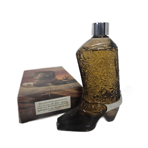 Vintage 1970's Avon Western Boot Glass Bottle Wild Country After Shave 5 fl. oz,