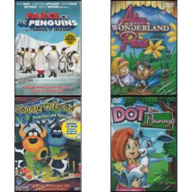 DVD Children's Movies 4 Pack Fun Gift Bundle: Farce of the Penguins  Alice in Wonderland in Paris  Connie the Cow - Families are Special   Dot & the Bunny