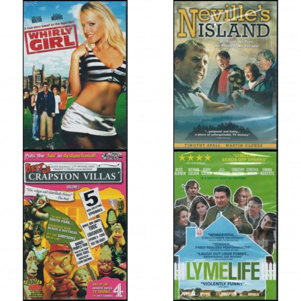 DVD Comedy Movies 4 Pack Fun Gift Bundle: Whirlygirl  Neville's Island   Best of Crapston Villas, Vol. 1  Lymelife