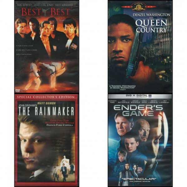 DVD Assorted Movies 4 Pack Fun Gift Bundle: Best of the Best  For Queen and Country   The Rainmaker  Ender's Game  + Digital