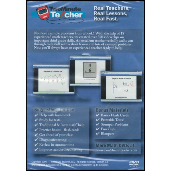 Two Minute Teacher - Grade 3 Math (DVD)