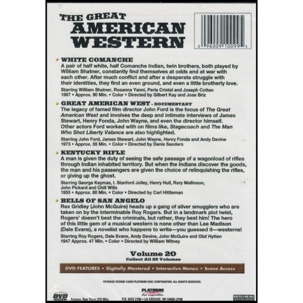 The Great American Western: 4 Movies - White Comanche, Great American West, Kentucky Rifle, Bells of San Angelo (DVD)