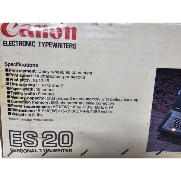 Vintage 1988 Canon ES20 Electronic Typewriter