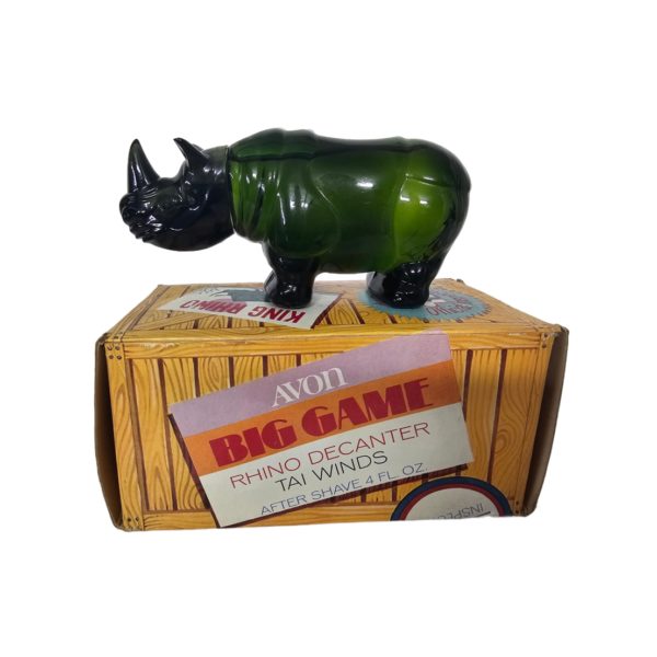 Vintage 1970's Avon Rhino Decanter Tai Winds After Shave 4 fl. oz.
