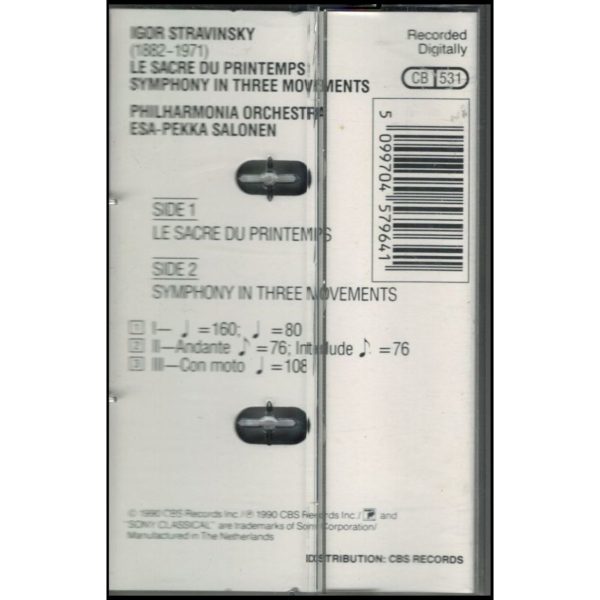 Esa-Pekka Salonen: Stravinsky, Le Sacer Du Printemps: Symphony in Three Movements (Music - Cassette)