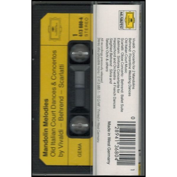 Mandolin Melodies: Old Italian Court Dances (Music - Cassette)