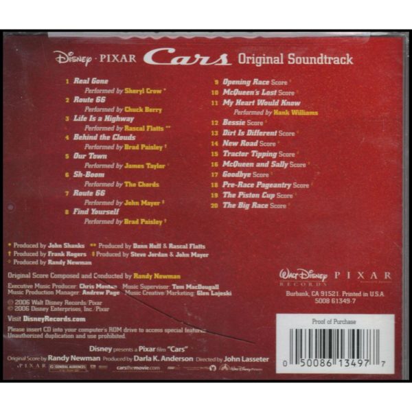 Cars: Original Soundtrack (Music CD)