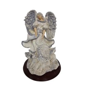 Vintage 2000 Lincolnshire Sparkle Angel w/ Lion and Lamb Resin Figurine 10 Inch