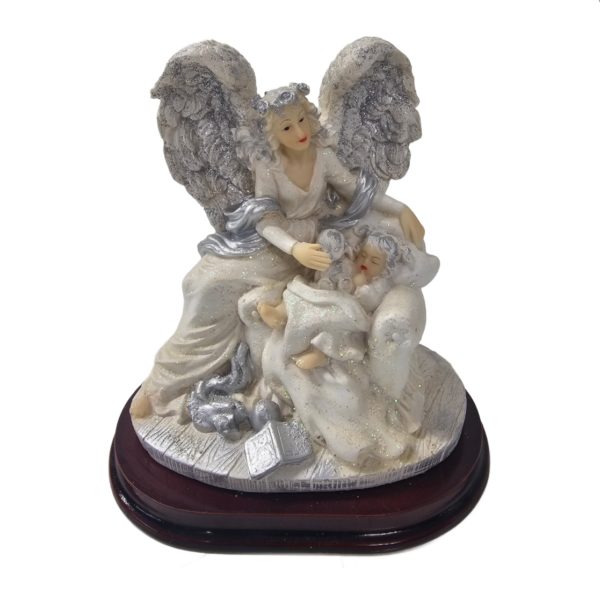 Vintage 2000 Angels by Lincolnshire Guardian Angel Cradling Sleeping Baby Resin Figurine 6 Inch