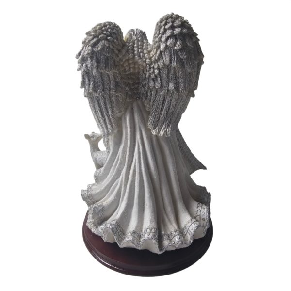 Vintage 2000 Lincolnshire Sparkle Angel w/ Deer and Lamb Resin Figurine 10 Inch