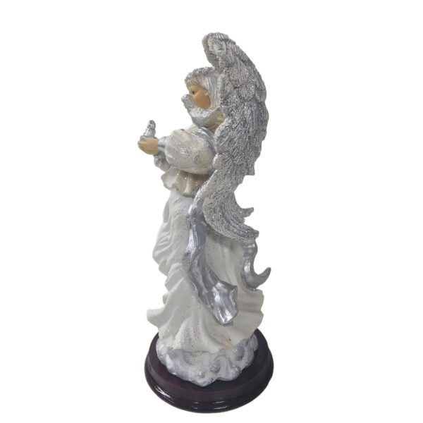 Vintage 1999 Lincolnshire Sparkle Angel w/ Doves Resin Figurine 8 Inch