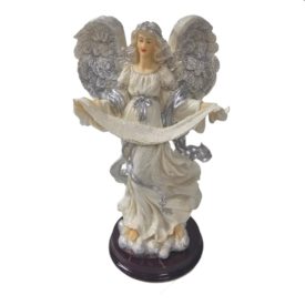 Vintage 1999 Lincolnshire Sparkle Angel Holding a Cloth Resin Figurine 7.5 Inch