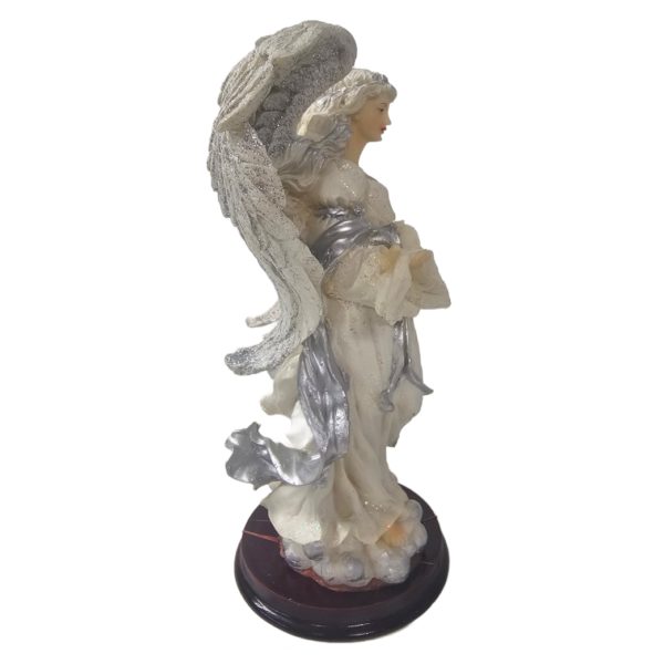 Vintage 1999 Lincolnshire Sparkle Angel Holding a Cloth Resin Figurine 7.5 Inch