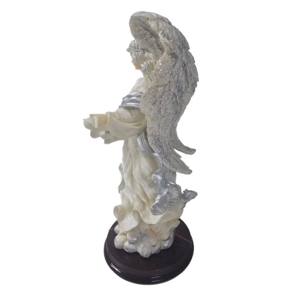 Vintage 1999 Lincolnshire Sparkle Angel Holding a Cloth Resin Figurine 7.5 Inch