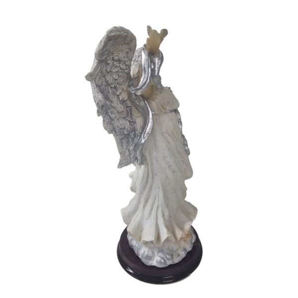Vintage 1999 Lincolnshire Sparkle Angel Holding a Dove Resin Figurine 7.5 Inch