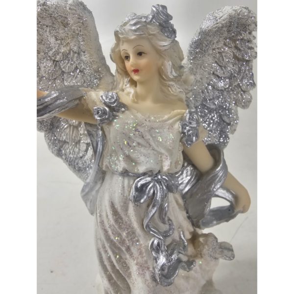 Vintage 1999 Lincolnshire Sparkle Angel Holding a Dove Resin Figurine 7.5 Inch