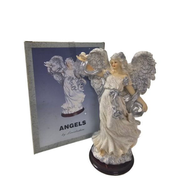 Vintage 1999 Lincolnshire Sparkle Angel Holding a Dove Resin Figurine 7.5 Inch