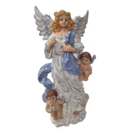 Vintage 1999 Angels by Lincolnshire Angel w/ Cherubs Resin Figurine 9 Inch