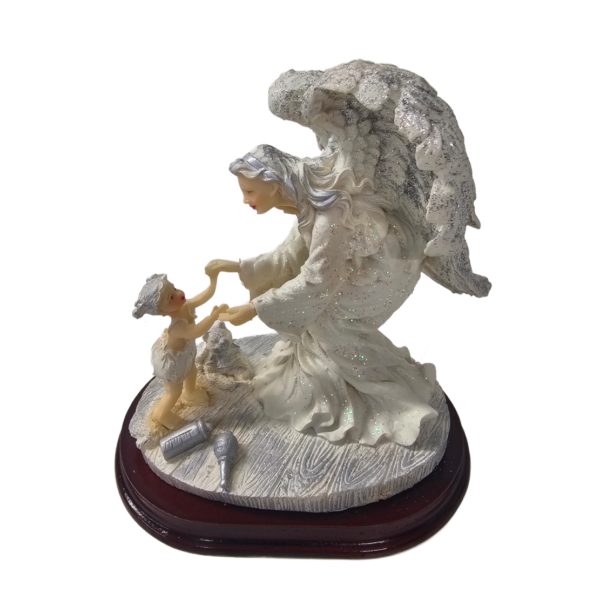 Vintage 2000 Angels by Lincolnshire Guardian Angel Playing w/ Baby Resin Figurine 6 Inch