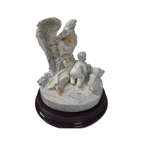 Vintage 2000 Angels by Lincolnshire Guardian Angel Playing w/ Baby & Train Set Resin Figurine 6 Inch