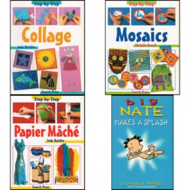 Children's Fun & Educational 4 Pack Paperback Book Bundle (Ages 6-12): Collage  by Judy Balchin Mosaics  by Michelle Powell Papier Mâché  by Judy Balchin Big Nate Makes a Splash