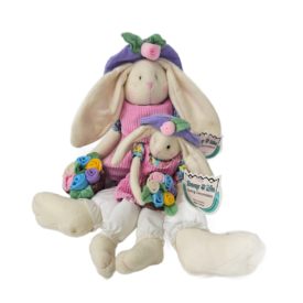 Vintage Bunny & Me Mother & Daughter Bunny Rabbit Plush Dolls Easter Spring Decoration
