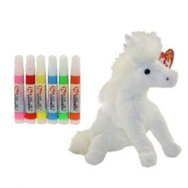 TY Color Me Beanie Birthday Kit Unicorn w/ Markers (7.5 inch)