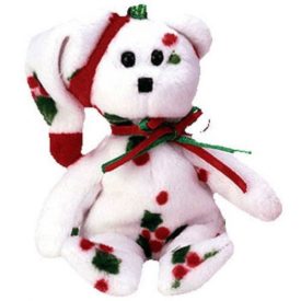 Ty Jingle Beanie Baby: 1998 Holiday Teddy the Bear Holly Berry Plush Ornament (5 inch)