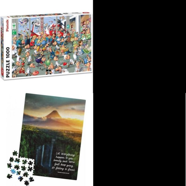 Assorted Puzzles 4 Pack Bundle: Piatnik Francois Ruyer Accidents and Emergencies 1000 Piece Puzzle MasterPieces Inc Farmall Tractors 4-Pack 500 Piece Jigsaw Puzzles 300 Piece Calm Jigsaw Puzzle for Relaxation, Stress Relief, and Mood Elevation, for Adults and Kids Ages 8 and up, Waterfall Mountain Merry Christmas To All Santa Claus Sleigh Reindeer 550 pc 18 x 24 Hallmark Puzzle