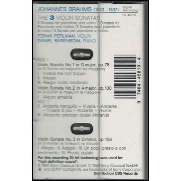 The 3 Violin Sonatas (Music - Cassette)