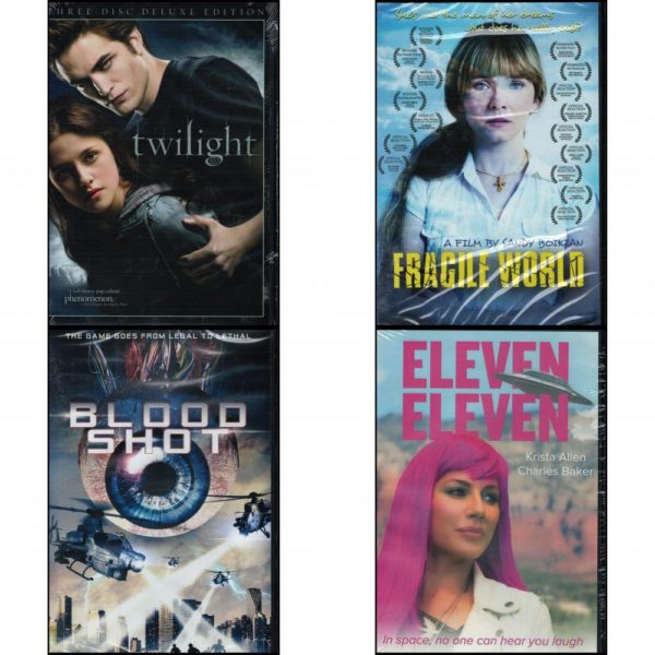 DVD Assorted Movies 4 Pack Fun Gift Bundle: Twilight Three-Disc Deluxe Edition  Fragile World  Blood Shot  Eleven Eleven