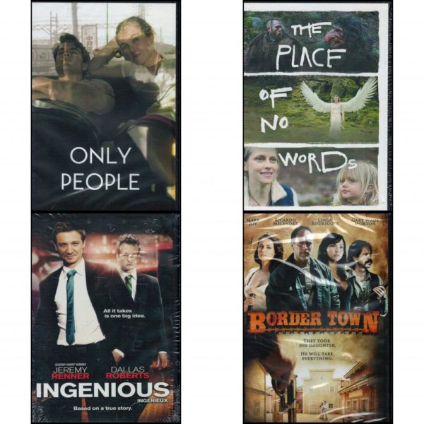 DVD Assorted Movies 4 Pack Fun Gift Bundle: Only People  The Place of No Words  Ingenious / Une idée de génie Bilingual  Border Town