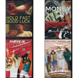 DVD Assorted Movies 4 Pack Fun Gift Bundle: Hold Fast, Good Luck  ALL 4 the Money  Player in Training  Off the Rails