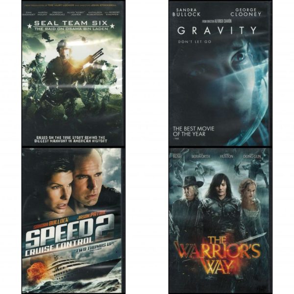 DVD Assorted Movies 4 Pack Fun Gift Bundle: Seal Team Six: The Raid On Osama Bin Laden  Gravity  Speed 2 - Cruise Control  The Warrior's Way