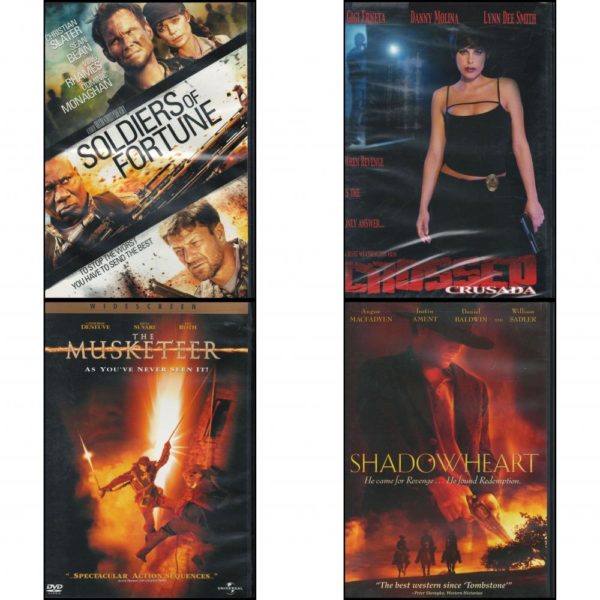 DVD Assorted Movies 4 Pack Fun Gift Bundle: Soldiers of Fortune  Crossed Crusada  The Musketeer  Shadowheart