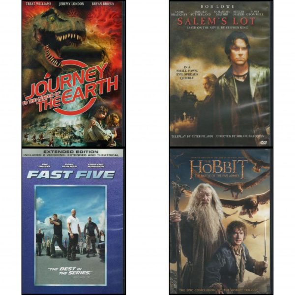 DVD Assorted Movies 4 Pack Fun Gift Bundle: Journey to the Center of the Earth  Salem's Lot - The Miniseries  Fast Five  The Hobbit: The Battle of the Five Armies  + UltraViolet