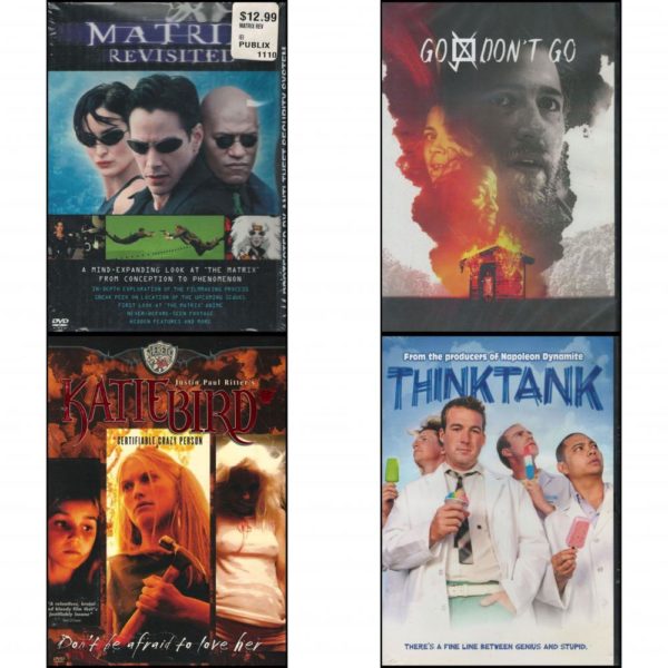 DVD Assorted Movies 4 Pack Fun Gift Bundle: The Matrix Revisited  Go / Don't Go  KatieBird: Certifiable Crazy Person  Think Tank