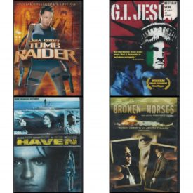 DVD Assorted Movies 4 Pack Fun Gift Bundle: Lara Croft: Tomb Raider  G.I. Jesus  Haven  Broken Horses