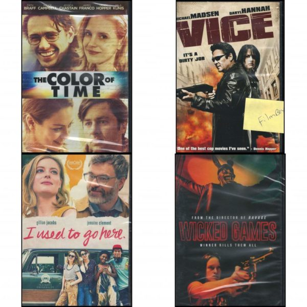 DVD Assorted Movies 4 Pack Fun Gift Bundle: The Color of Time  Vice  I Used to Go Here  WICKED GAMES