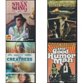 DVD Assorted Movies 4 Pack Fun Gift Bundle: Swan Song  Broken Horses  The Creatress  The Good Humor Man