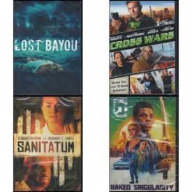 DVD Assorted Movies 4 Pack Fun Gift Bundle: Lost Bayou  Cross Wars  Sanitatum  Naked Singularity