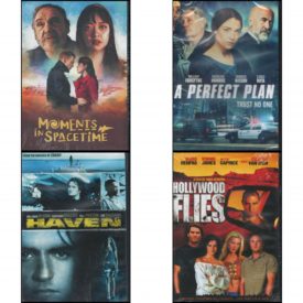 DVD Assorted Movies 4 Pack Fun Gift Bundle: Moments in Spacetime  A Perfect Plan  Haven  Hollywood Files