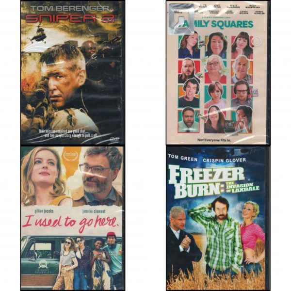 DVD Assorted Movies 4 Pack Fun Gift Bundle: Sniper 2  Family Squares  I Used to Go Here  Freezer Burn: Invasion of Laxdale