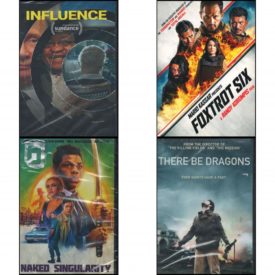 DVD Assorted Movies 4 Pack Fun Gift Bundle: Influence  FOXTROT SIX  Naked Singularity  There Be Dragons