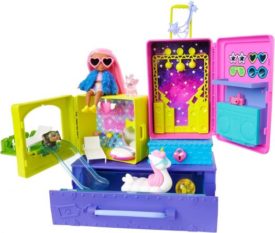 Barbie Extra Travel Set with 2 Exclusive Puppies and Doll Figurines, Swimming Pool, Slide, Party Room and Accessories