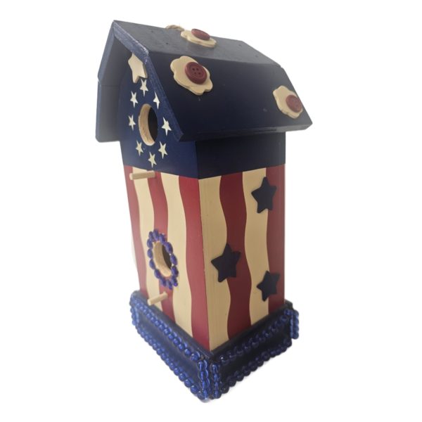 Ganz Stars & Stripes Patriotic 4th of July Wooden Birdhouse Decor 6 x 5 x 11 Inches