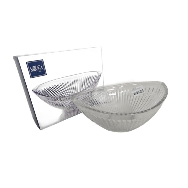 Vintage Mikasa Diamond Fire Crystal Oval Bowl 11.5 Inch