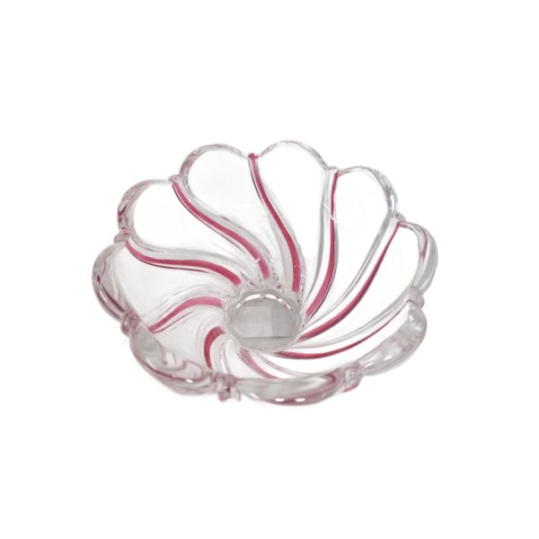 Mikasa Candy Dish Peppermint Striped Swirl Crystal Red Walther Glass 5.5"