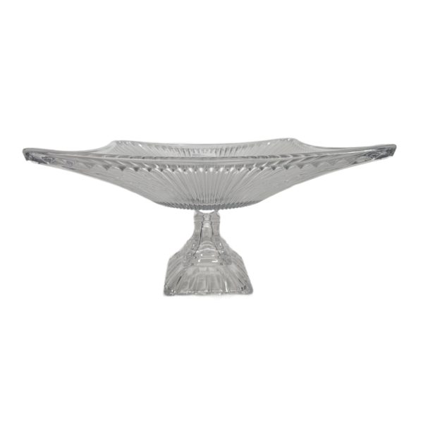 Mikasa Diamond Fire Square Footed Compote Bowl Japan 6.5 x 11 Inch