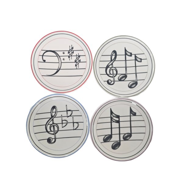 MWW Market Musical Notes Mini Plates 4.5 Inch Set of 4